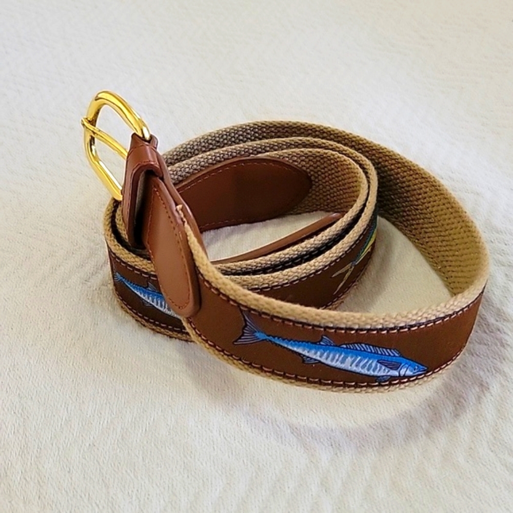 Bison Designs Fish Leather Web Belt
